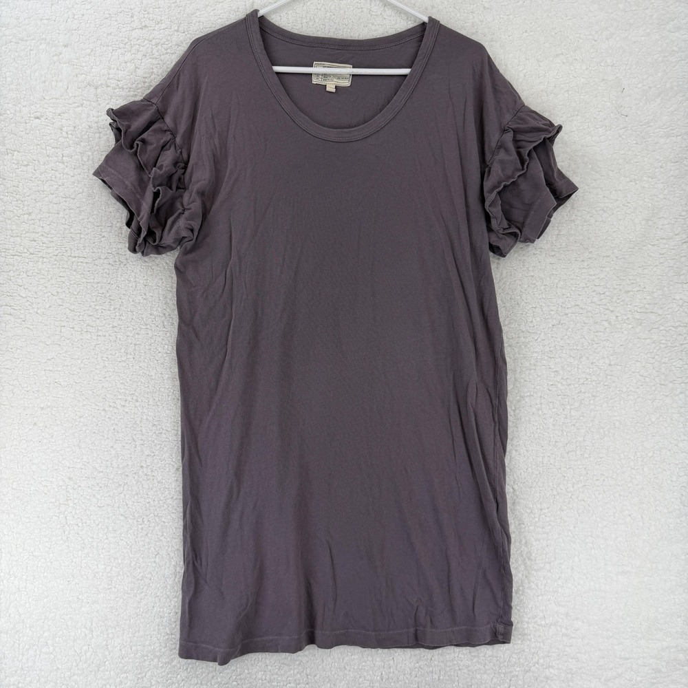 Current/Elliott T-Shirt Dress Womens 2 Gray Ruffle Roadie‎ Short Sleeve USA Soft